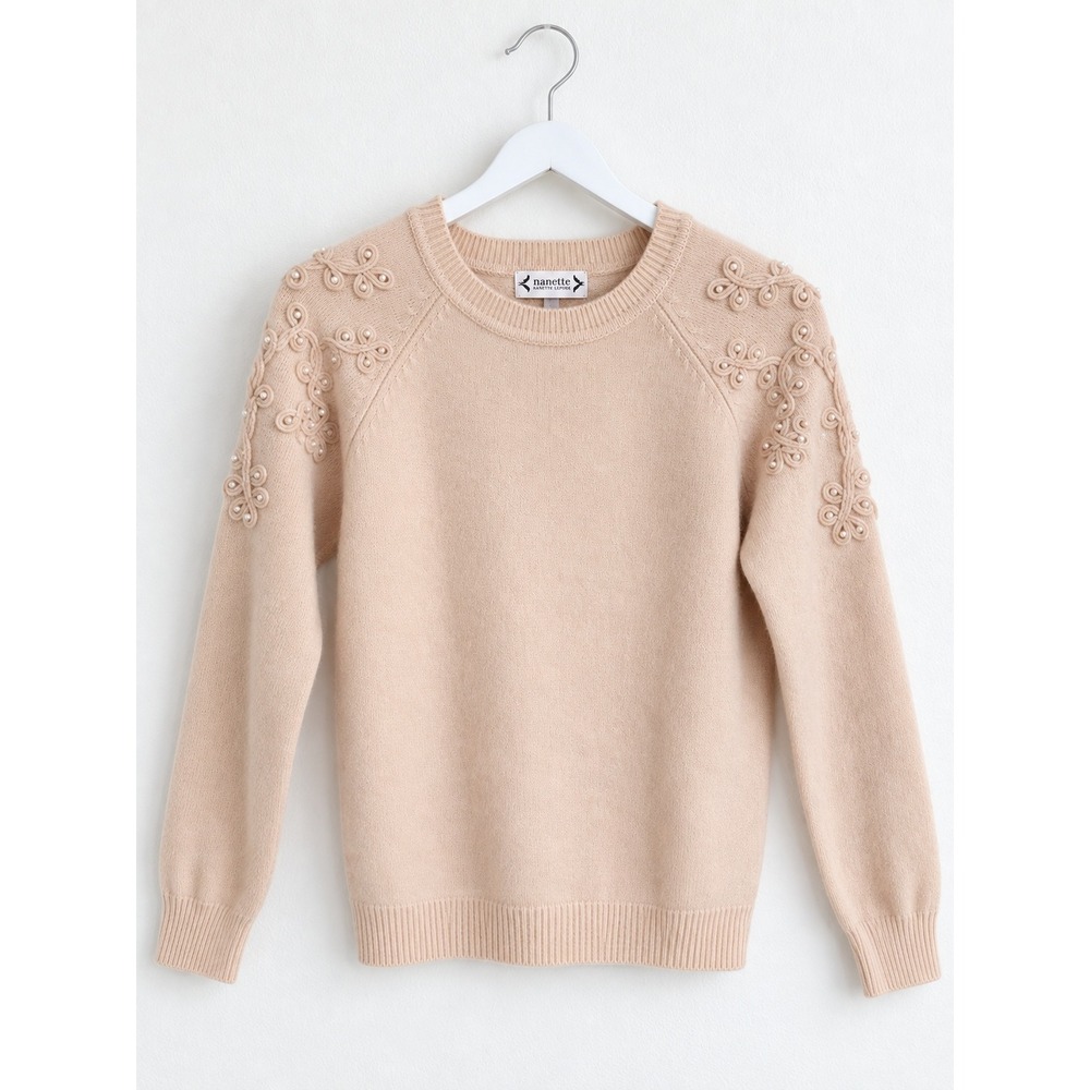 Nanette Nanette Lepore Pink Pearl Embroidered Sweater M Angora Feel Balletcore